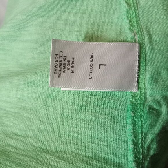 Lori Goldstein LOGO Womens Green Short Sleeve Top L Pockets Distressed Elbow - Picture 14 of 15